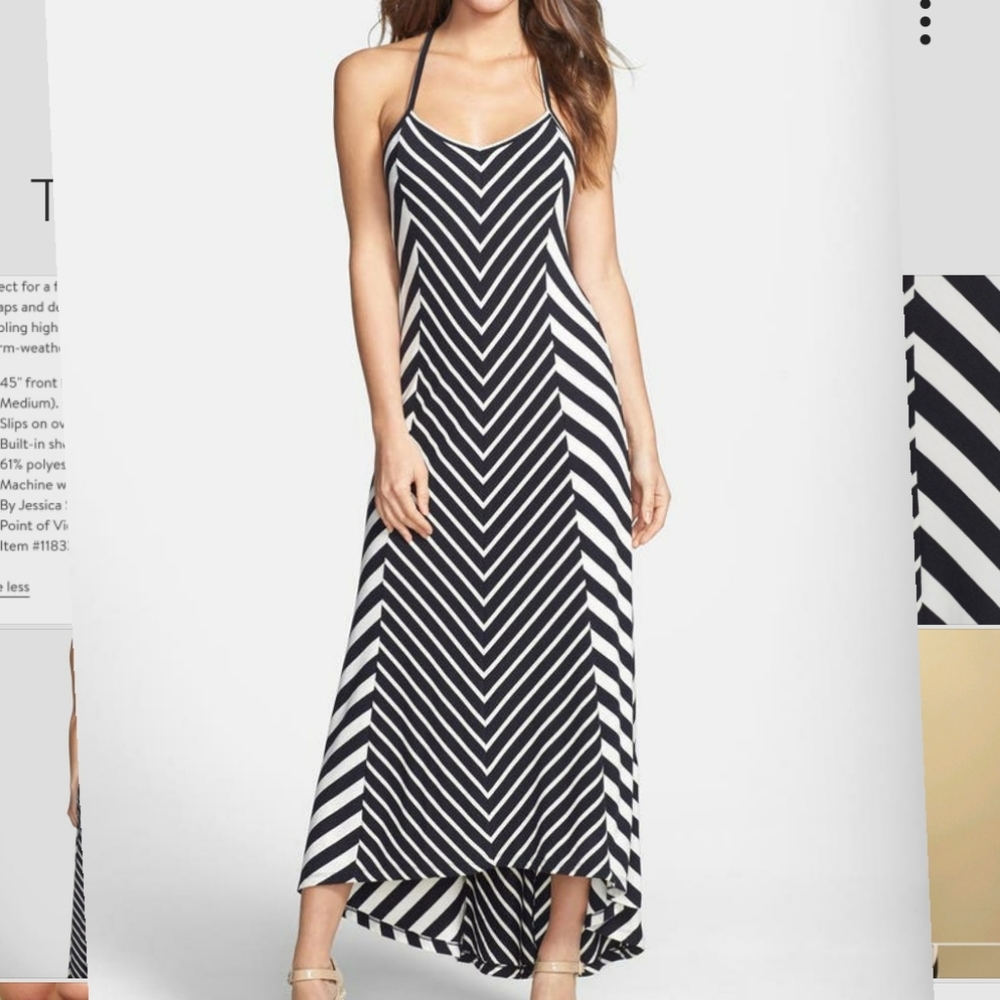 Jessica Simpson Black & White Striped Maxi Dress